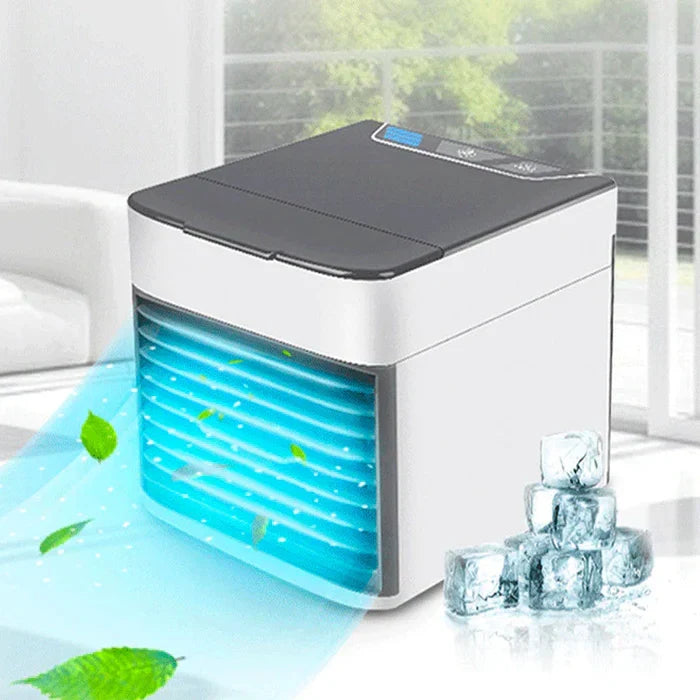 Draagbare mini-airconditioner ChillWave met 7-kleurig LED licht voor verkoeling thuis of op kantoor.