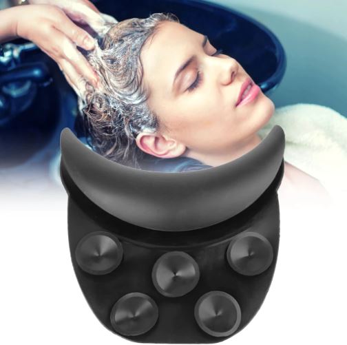 Anti-slip siliconen neksteun voor salon wastafel, biedt spa comfort en ontspanning bij haarwassen.