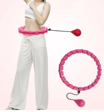 Slimme fitness hoepel met verstelbaar gewicht voor effectieve thuisworkout en calorieverbranding. Kleur: roze/violet.