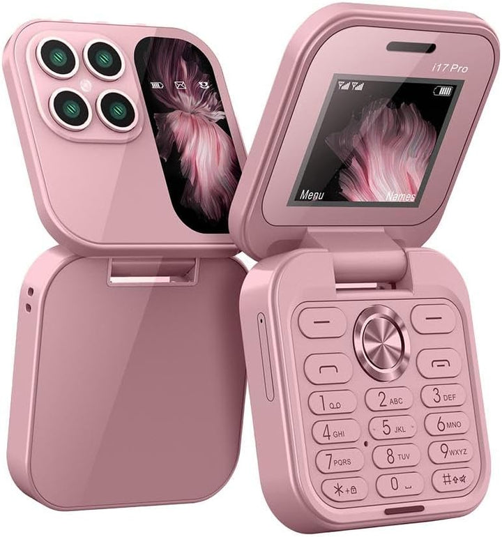 Opgevouwen klaptelefoon, ultra-compacte gsm, perfect als zaktelefoon of reistelefoon.
