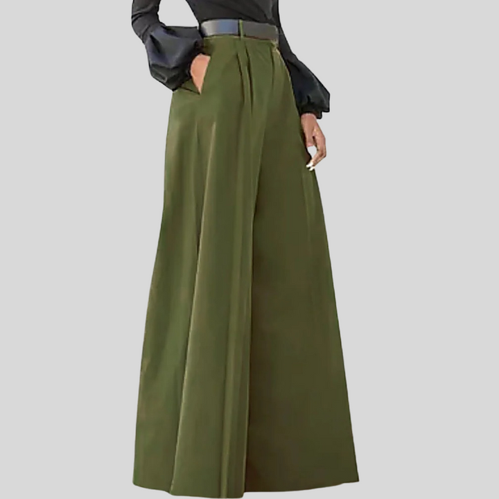 Elegante dames wijde broek met hoge taille, perfect voor zowel casual als zakelijke mode. Comfortabel en stijlvol.