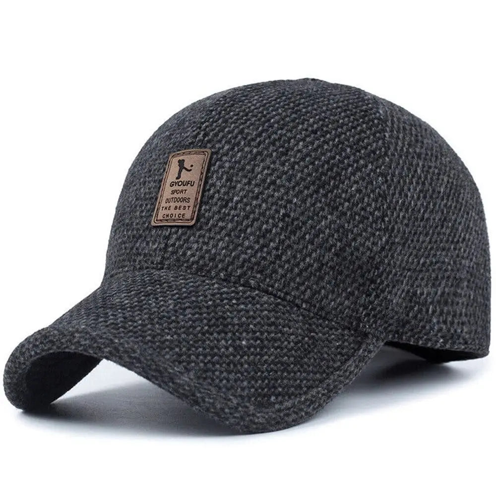 Warme heren wollen wintermuts met oorbescherming, retro stijl. Ideale winterpet voor heren.
