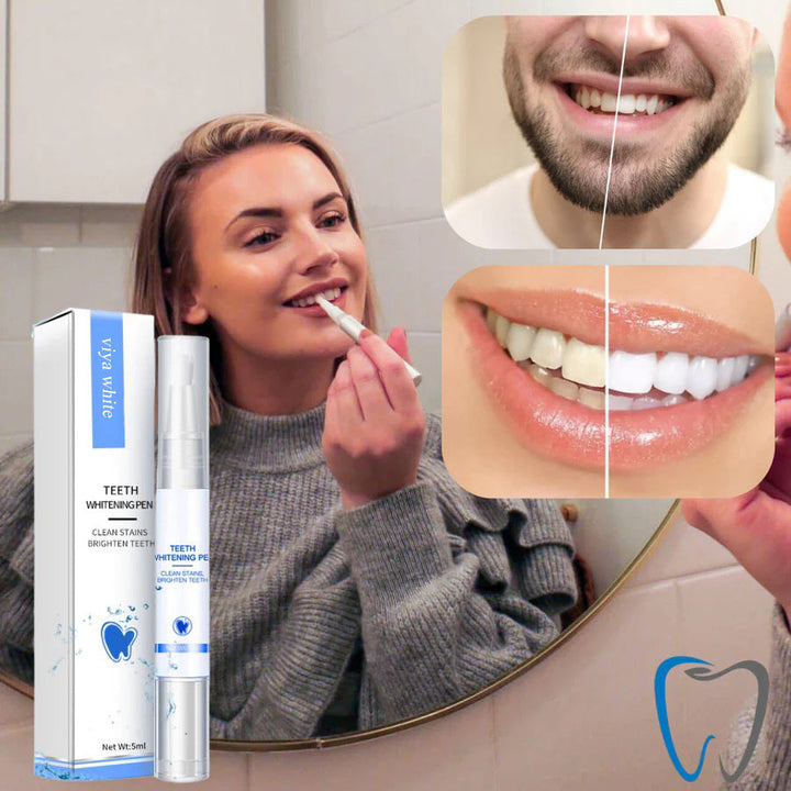 Close-up van het snelle tandbleking systeem dat verkleuring aanpakt en voor een fris gevoel zorgt. Cosmetische mondzorg.