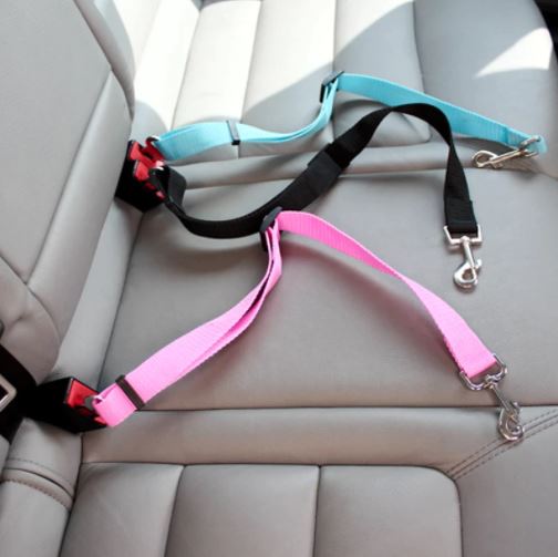 Honden veiligheidsgordel duo-pack van nylon voor veilig reizen in de auto met uw huisdier.