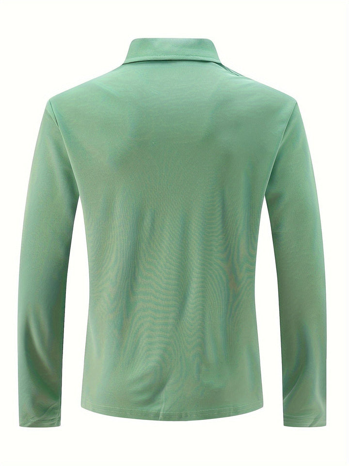 Stijlvolle herenpolo met lange mouwen in zachte stof, comfortabel en elegant voor dagelijks gebruik.