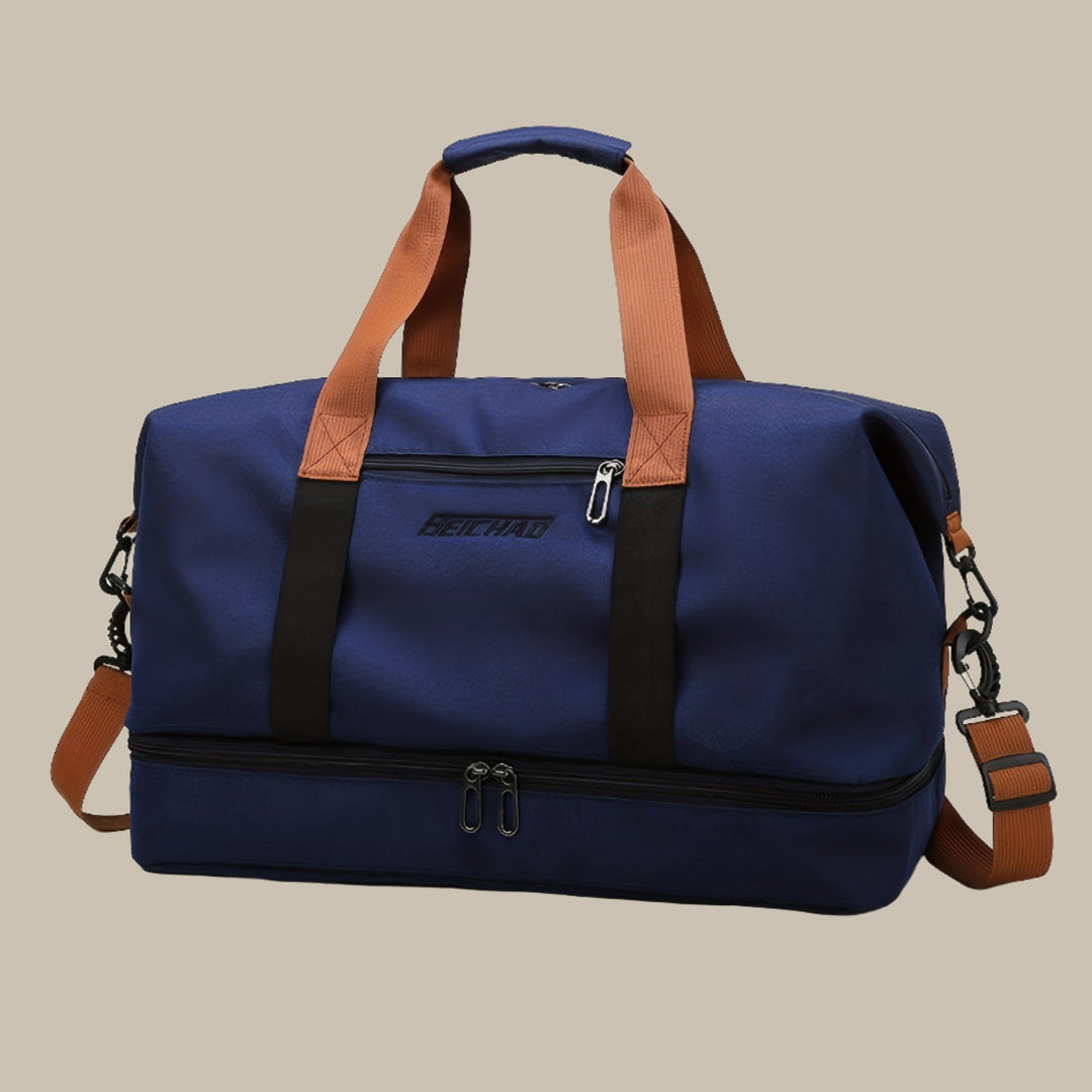 Stijlvolle heren weekendtas, perfect voor korte trips. Robuuste duffelbag met veel opbergruimte.