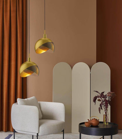 Hanglamp - Rokerig Glas & Goud