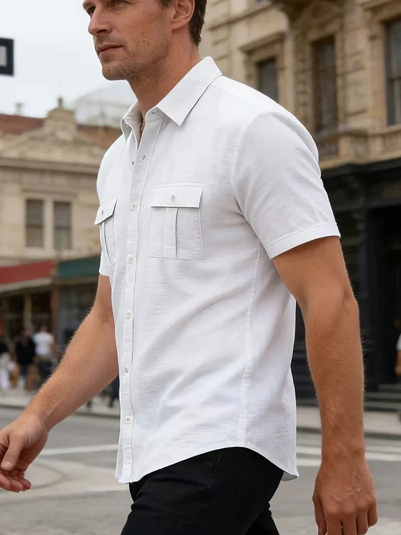 Casual heren overhemd korte mouw, ideaal voor warme zomerdagen.