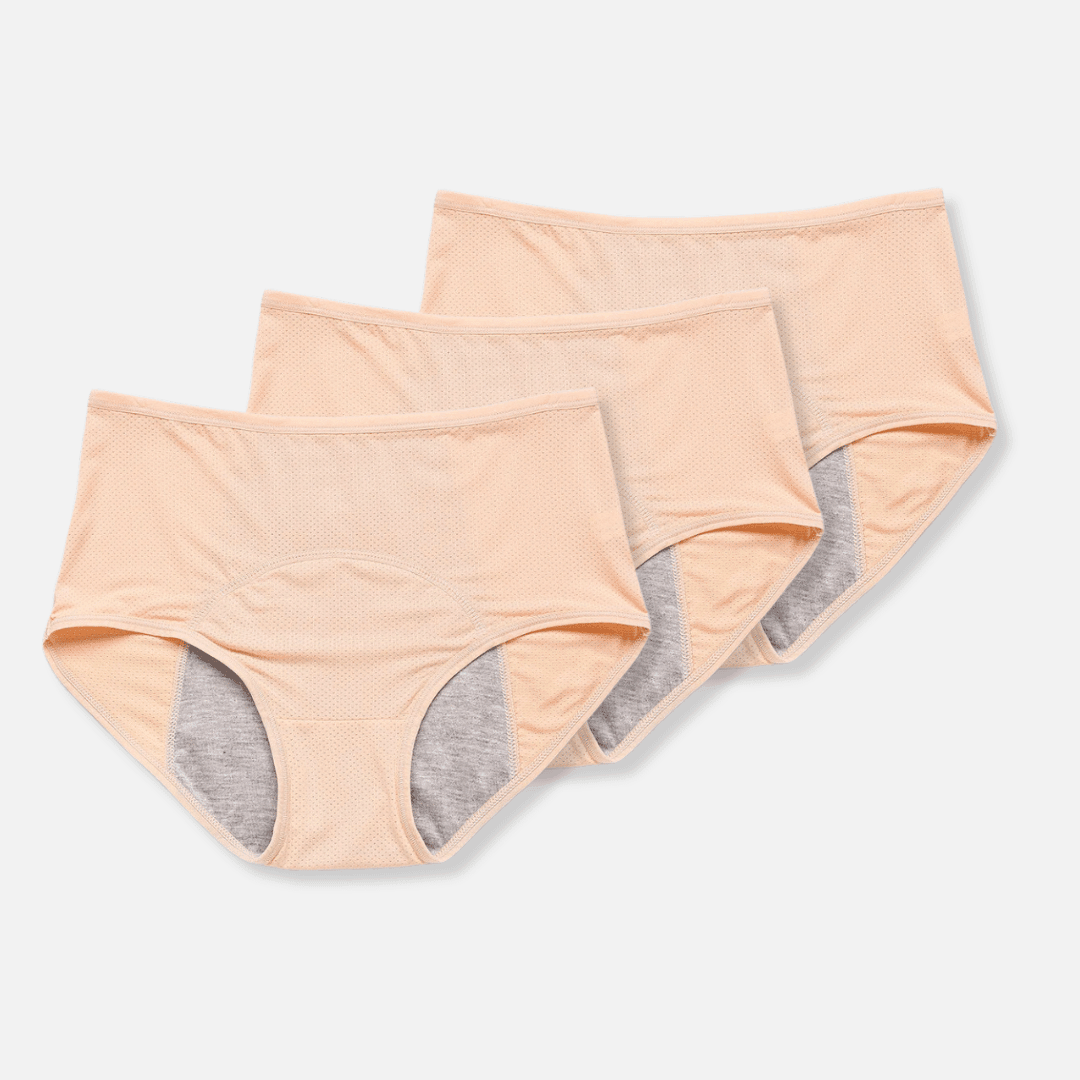 Zacht en comfortabel lekvrij dames menstruatie ondergoed, 3-pack voor langdurig gebruik.