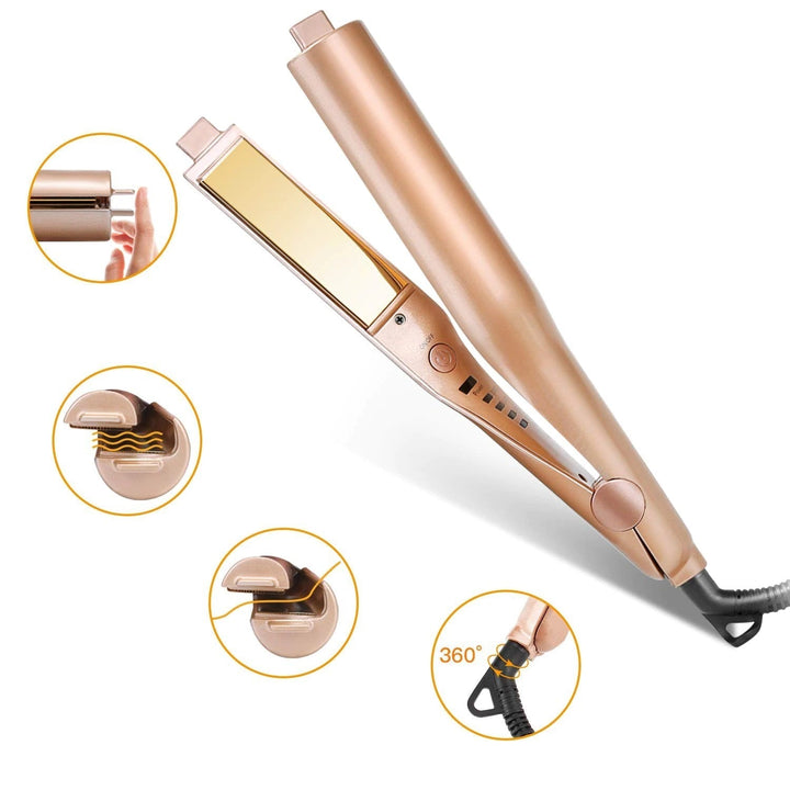 Compacte 2-in-1 haarstyler voor dames. Gebruik als stijltang of krultang. Snel, makkelijk en ionen technologie.