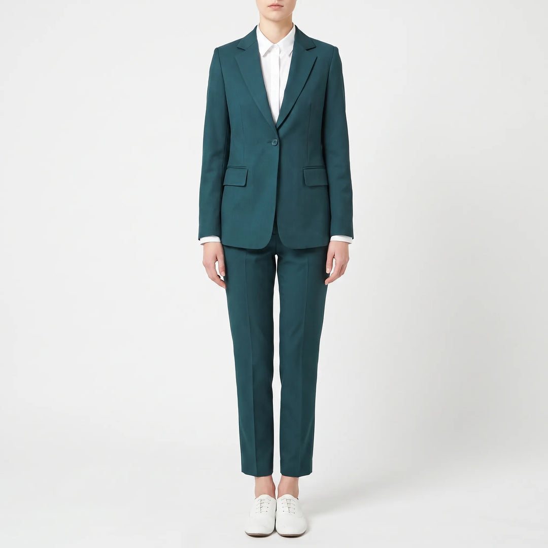 Zakelijk dames broekpak 2-delig met lange mouwen en rechte pijpen, elegant voor kantoor of speciale gelegenheden.