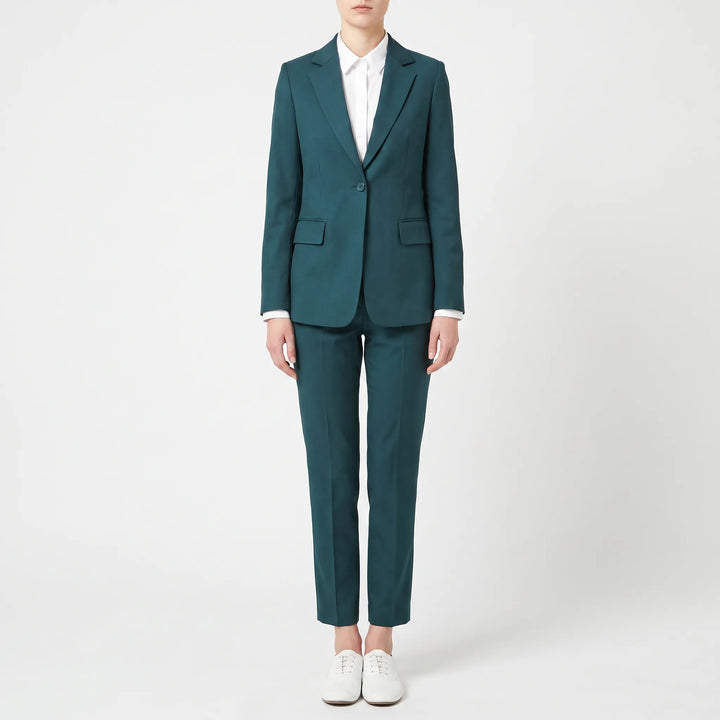 Zakelijk dames broekpak 2-delig met lange mouwen en rechte pijpen, elegant voor kantoor of speciale gelegenheden.
