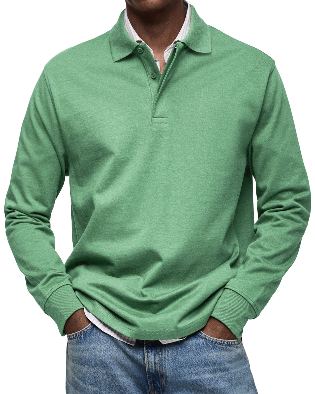 Veelzijdige heren polo, lange mouwen, elegant en comfortabel, ideaal voor smart casual looks.