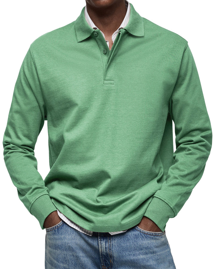 Veelzijdige heren polo, lange mouwen, elegant en comfortabel, ideaal voor smart casual looks.