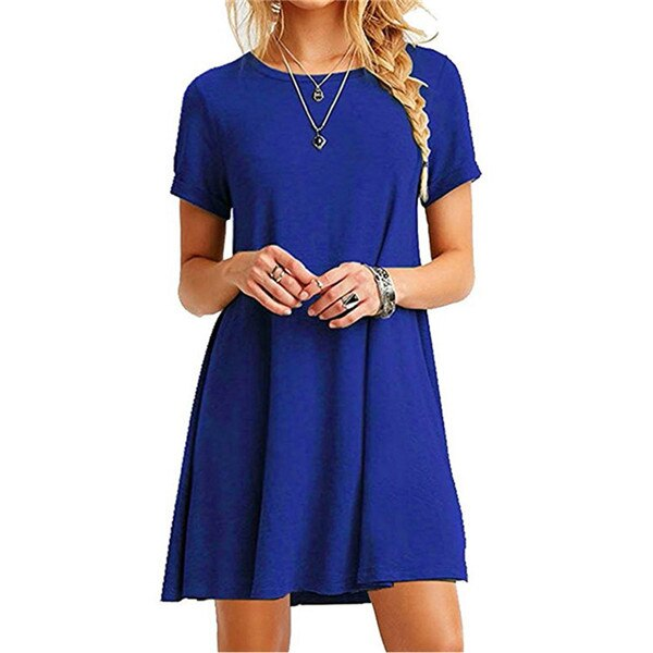 Casual elegante effen jurk voor dames, ademend en comfortabel, perfect voor de lente en warme zomerdagen.