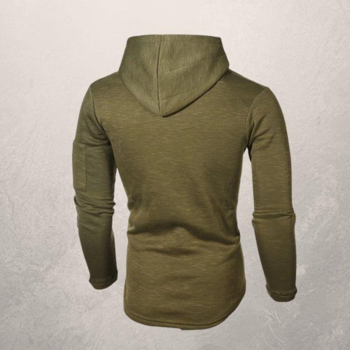 Zwarte LiamsShirt heren hoodie met capuchon. Slim fit trui voor comfortabele en casual herenkleding.