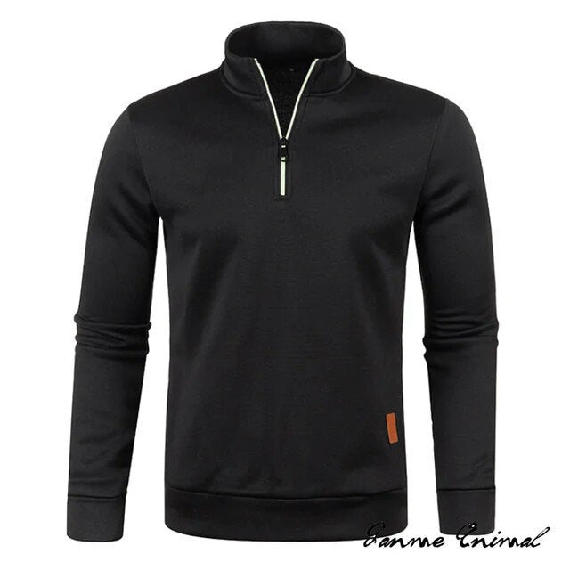 Stijlvolle heren pullover met opstaande kraag en rits, comfortabel voor de winter.