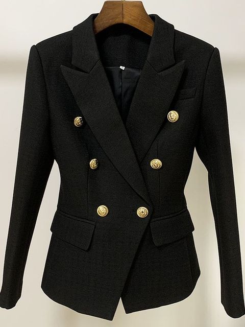 Elegante dames blazer, getailleerd model met chique leeuwenknopen, perfect voor kantoor.