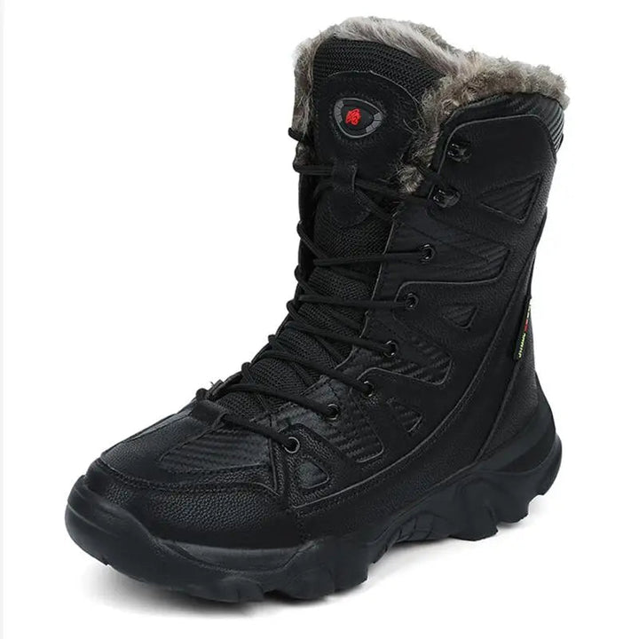 Heren kaki waterdichte snowboots, ideaal voor warmte en comfort in de sneeuw tijdens buitenactiviteiten.