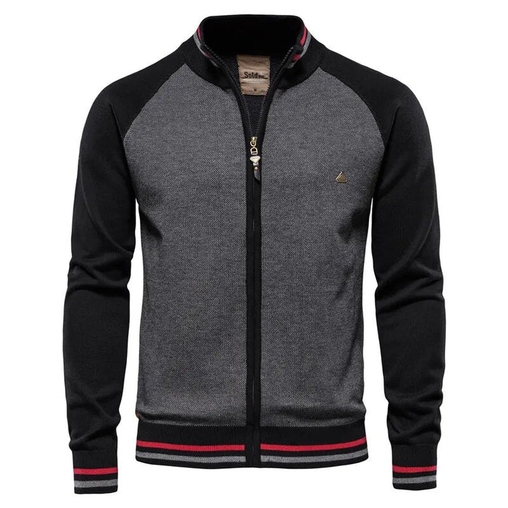 Casual heren collegevest met klassiek design; warm mode item voor elke gelegenheid.