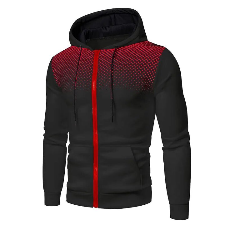 Actieve man draagt comfortabel heren sportvest met stippenprint, geschikt voor sport, casual en outdoor.