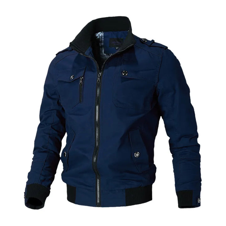 Casual heren windjack slim fit, donkerblauw, winddicht en lichtgewicht voor outdoor avonturen.