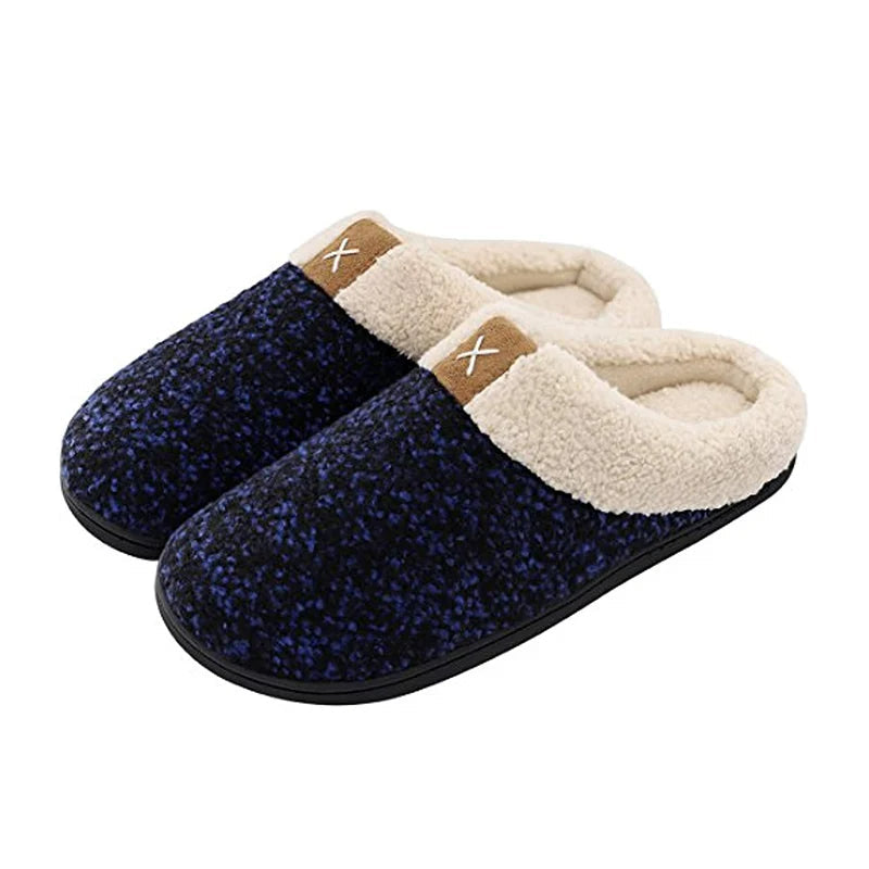 Warme sloffen voor mannen, met een comfortabele pasvorm en veilige antislip onderkant.