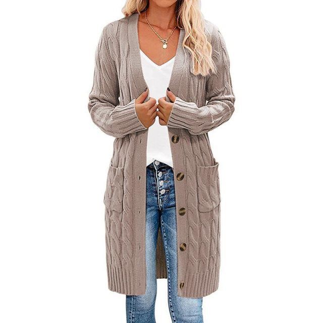 Gedraaid gebreid dames lang vest, zacht en warm, perfect voor stijlvolle casual damesmode in de winter.