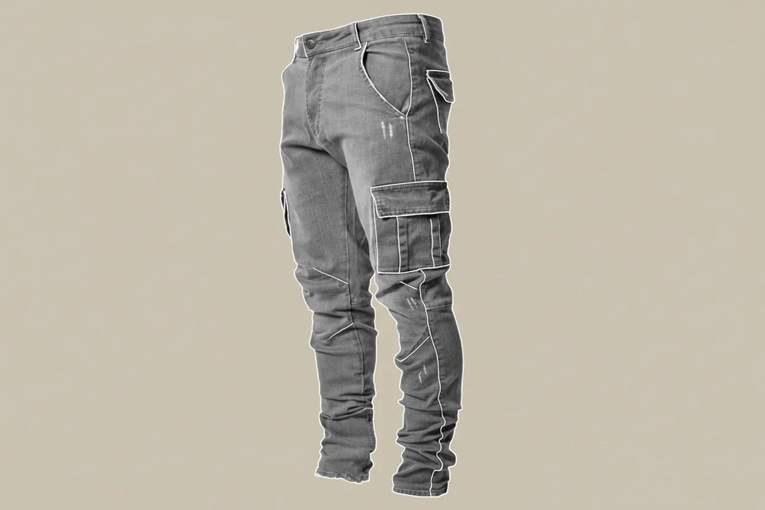 Moderne pasvorm zwarte heren stretch jeans, met optimale stretch voor bewegingsvrijheid en comfort.