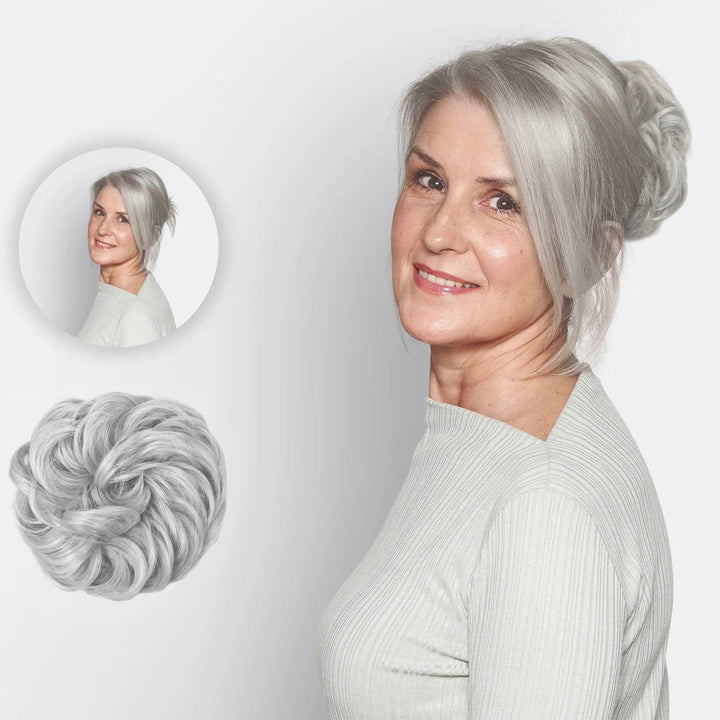 Dames haaraccessoire: synthetische scrunchie. Voor een snelle en volumineuze knot.