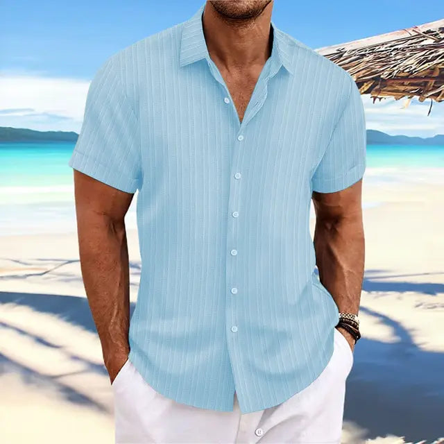 Comfortabel luchtig heren overhemd, perfect voor zomerse dagen en het strand.