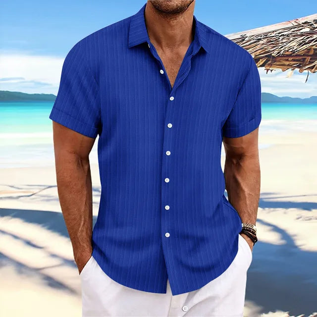 Heren luchtig strandoverhemd, casual zomer shirt voor vakantie en vrije tijd.