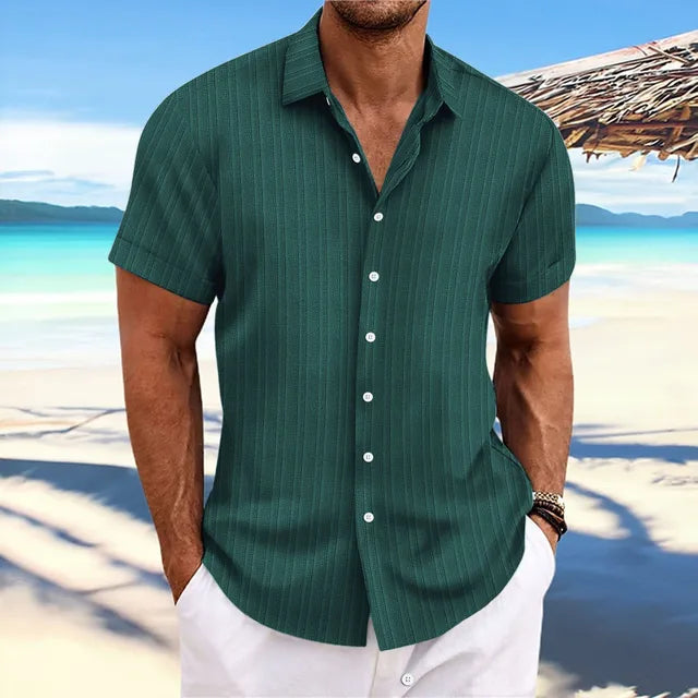 Veelzijdig casual heren overhemd, geschikt als strandoverhemd of zomer shirt voor vrije tijd.