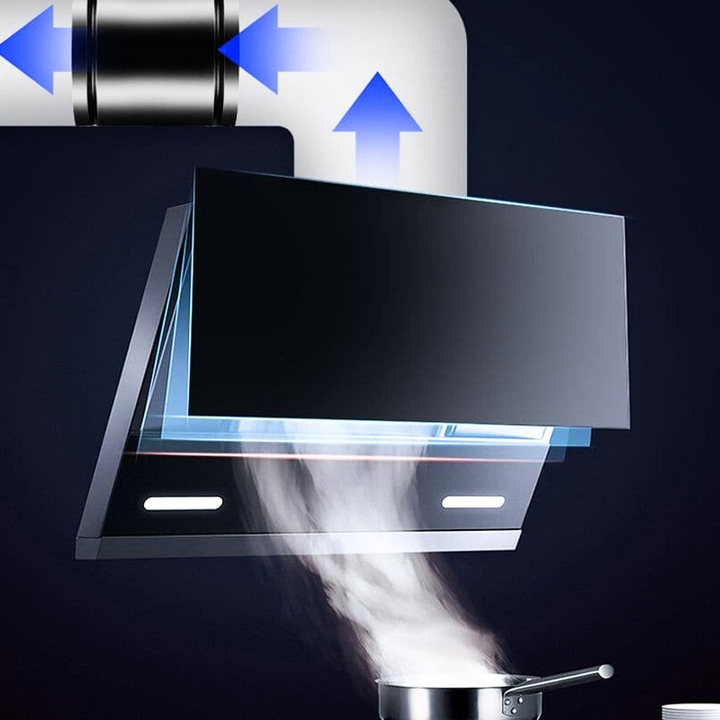 Zwarte compacte PureFlow ventilator voor optimale ventilatie en frisse lucht.