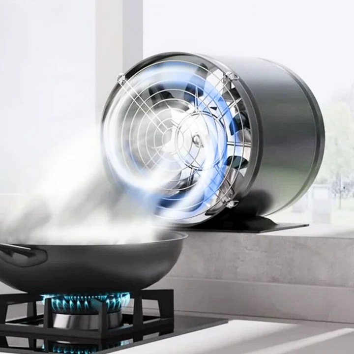 Stille PureFlow afzuigventilator, ideaal voor badkamer, keuken of kantoor, verbetert luchtkwaliteit.