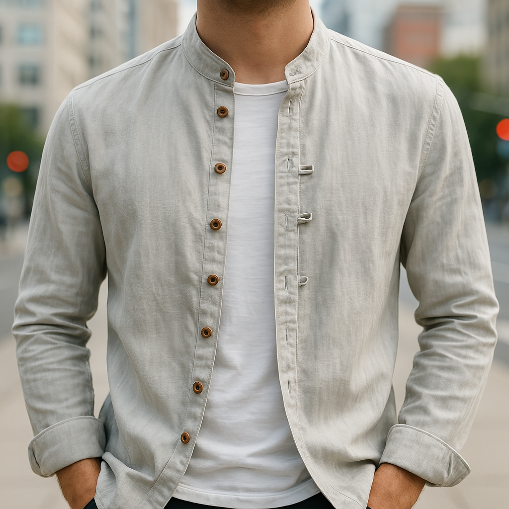 Comfortabel herenoverhemd met lange mouwen, verkrijgbaar in wit, grijs en marineblauw. Stijlvol voor elke moderne man.