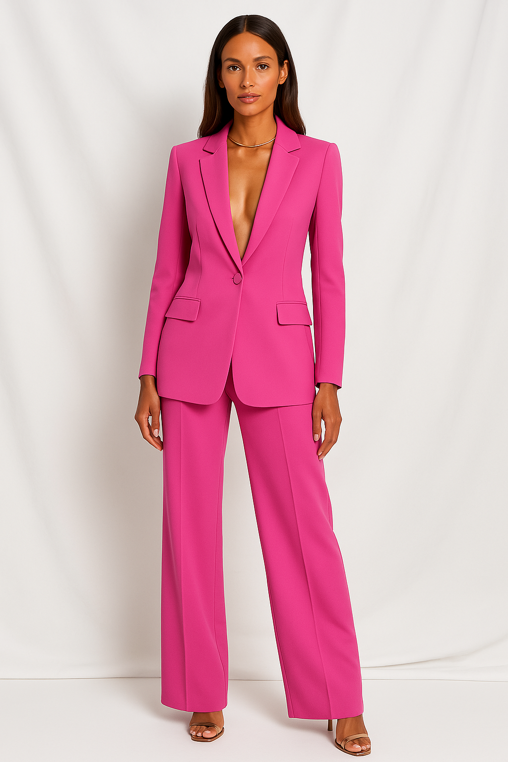 Dames blazer en bijpassende broek set, comfortabel en chic, geschikt voor formele en casual momenten.