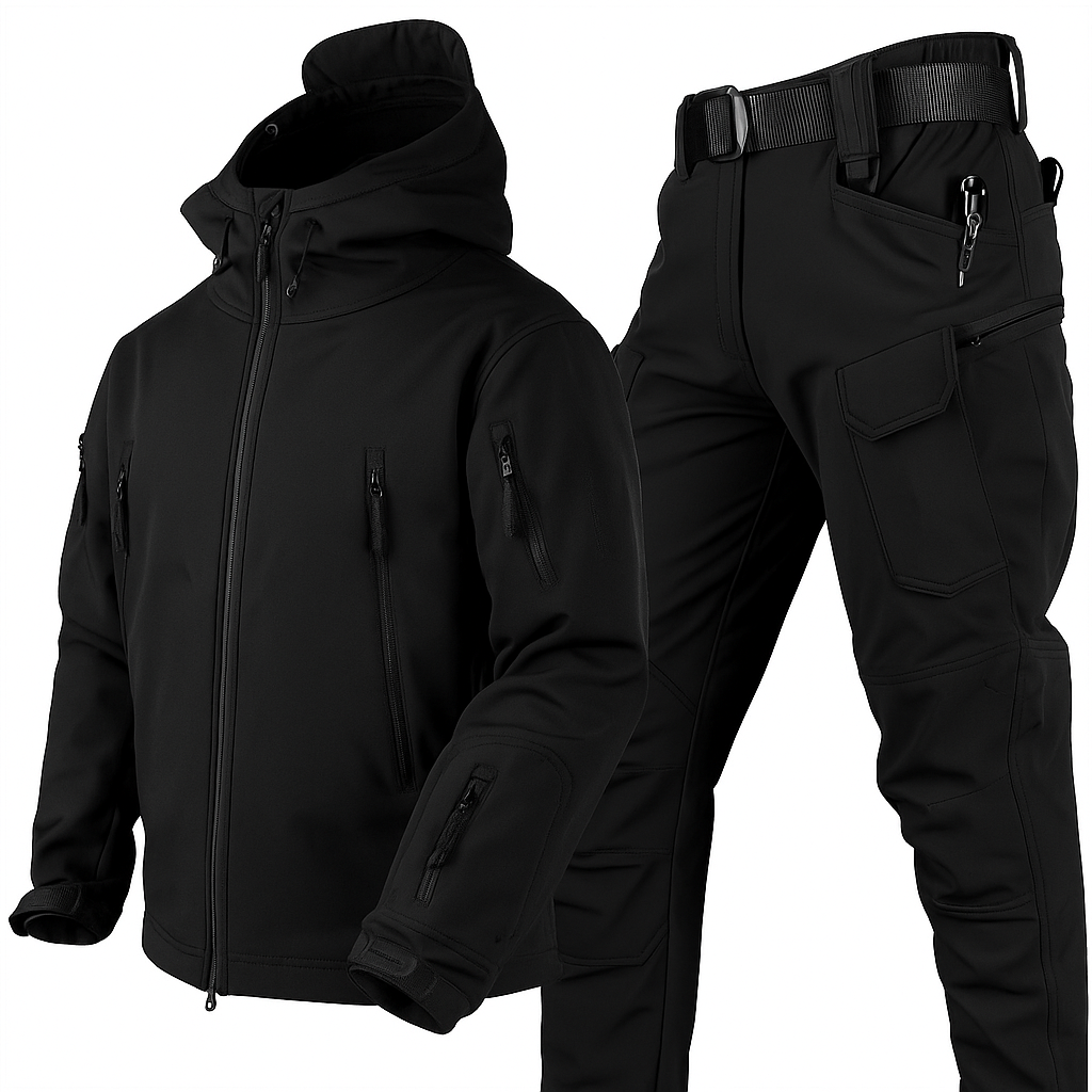 Unisex waterdichte outdoor set met warme fleecevoering voor wandel- en outdooractiviteiten in de winter.