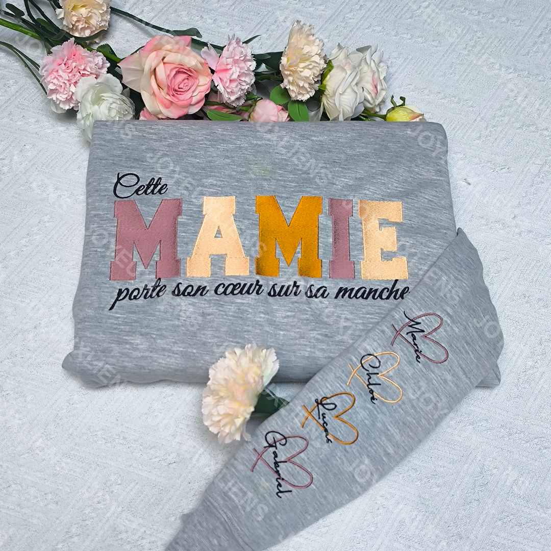 Stijlvolle geborduurde hoodie voor dames, een uniek familie geschenk.