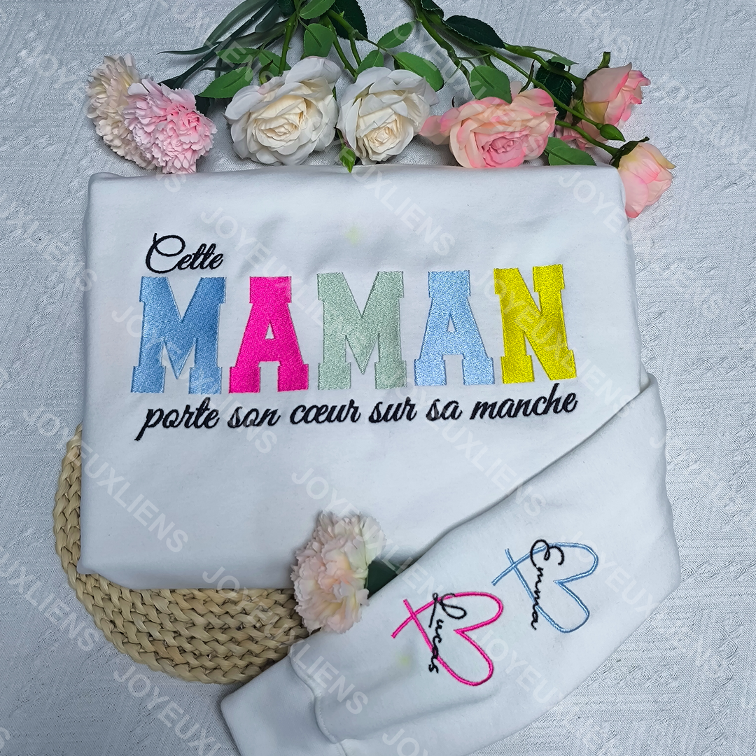 Dames hoodie met geborduurde namen, speciaal voor een dierbare oma.
