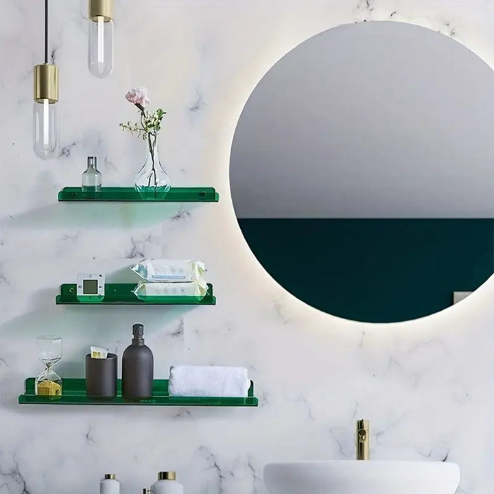 Modern industrieel doucherekje van waterbestendig eikenhout & zwart metaal, perfecte badkamer opbergplank.