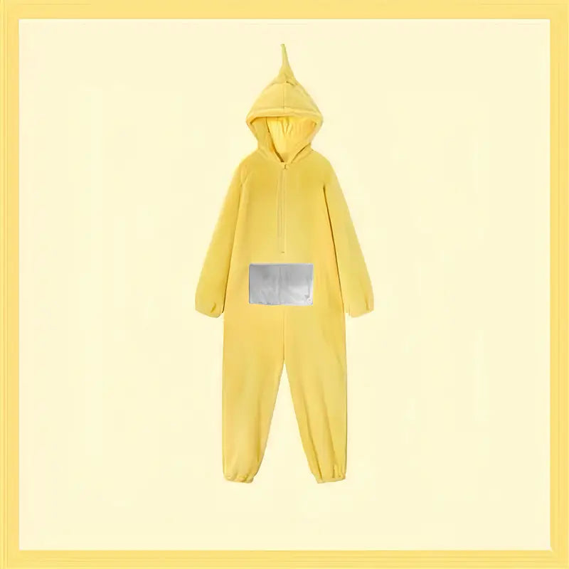 Groene Dipsy Teletubbies loungewear jumpsuit, ideaal voor carnaval, Halloween of comfortabel thuis.