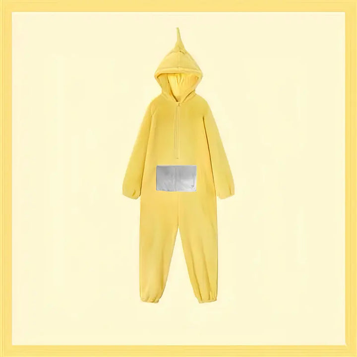 Groene Dipsy Teletubbies loungewear jumpsuit, ideaal voor carnaval, Halloween of comfortabel thuis.