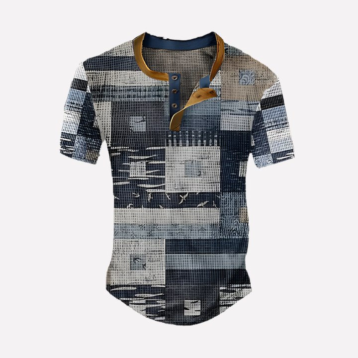 Heren T-shirt met uniek wafel breisel, ademend en comfortabel voor vrije tijd.