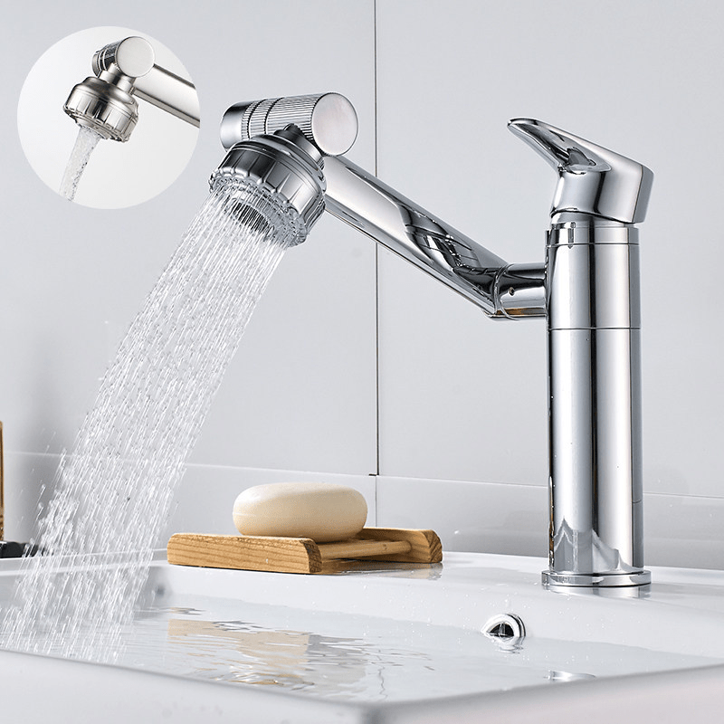 Stijlvolle éénhendel 360 graden kraan voor keuken of badkamer, verkrijgbaar in zilver, zwart, wit.