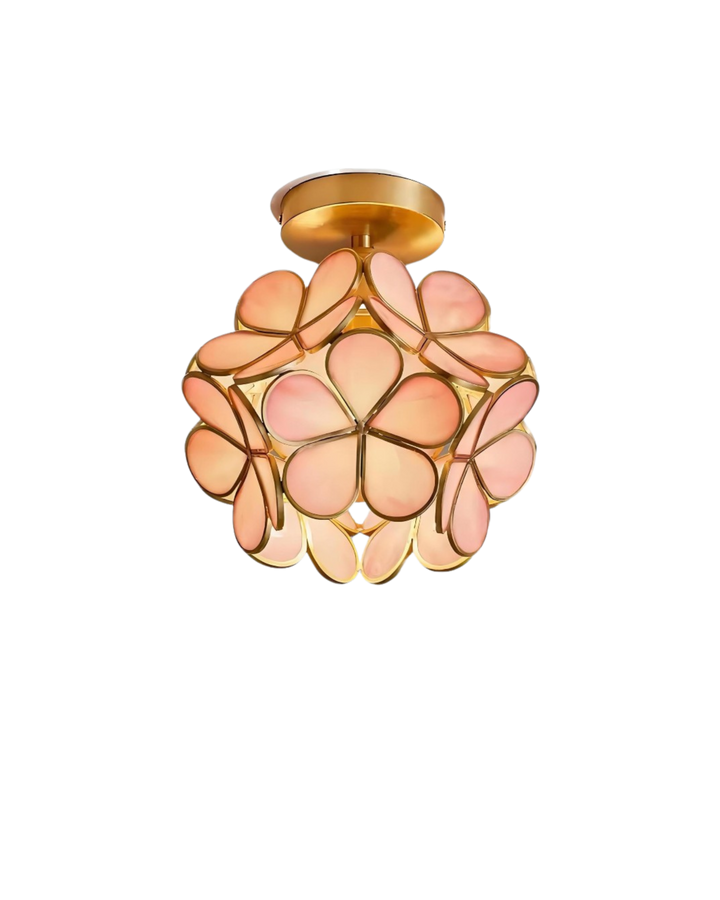 Plafondlamp met bloemmotief, acryl constructie voor duurzame en elegante verlichting.