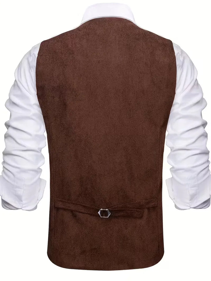 Heren gilet met verfijnde knoopsluiting en V-hals, perfect voor gelaagde outfits.
