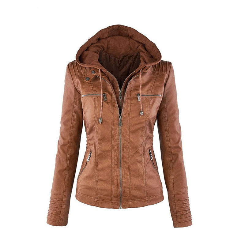 Casual lichtgewicht leren zomerjas voor dames, veelzijdig en stijlvol, een onmisbaar item.