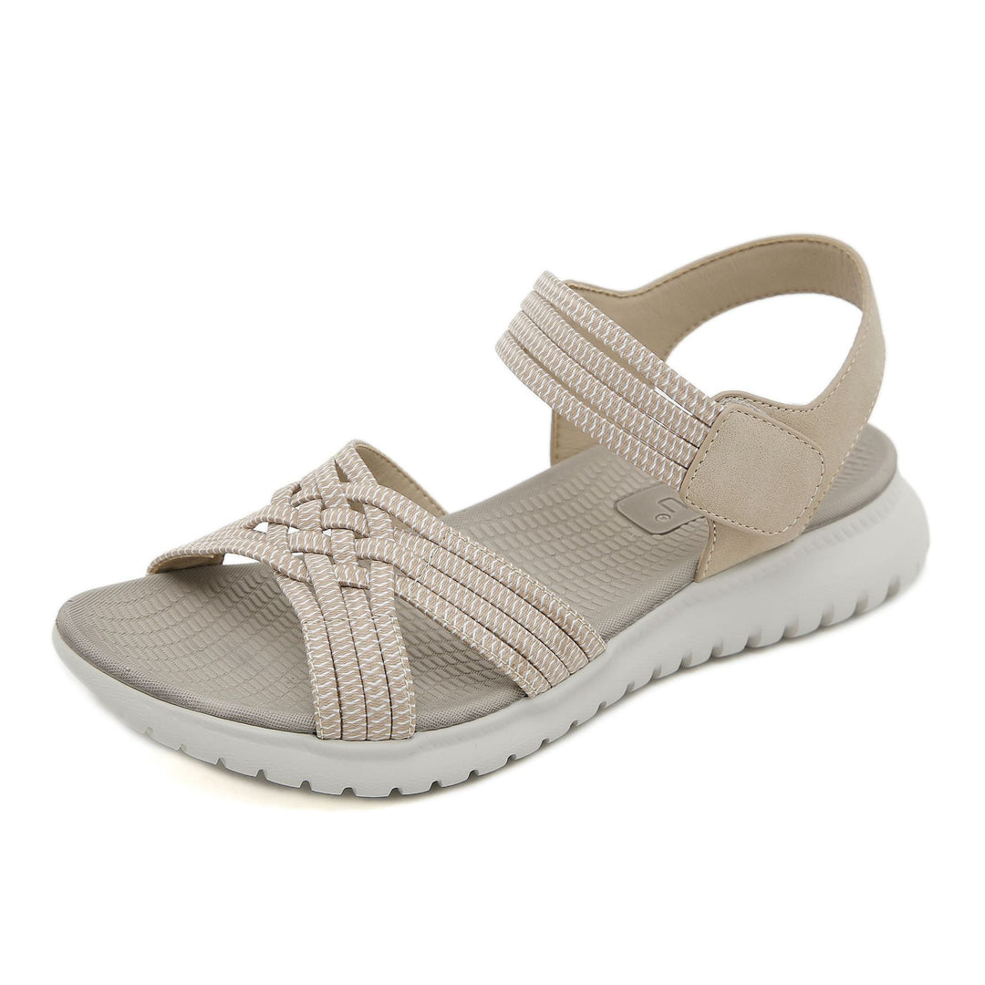 Dames wandelsandalen met elastische banden, orthopedische steun en een comfortabele pasvorm.