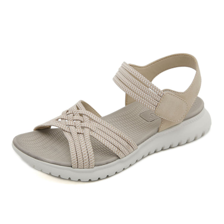 Dames wandelsandalen met elastische banden, orthopedische steun en een comfortabele pasvorm.